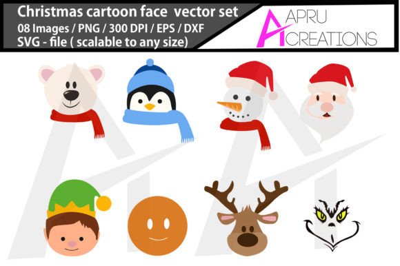 Christmas Cartoon Face Svg for Illustrations