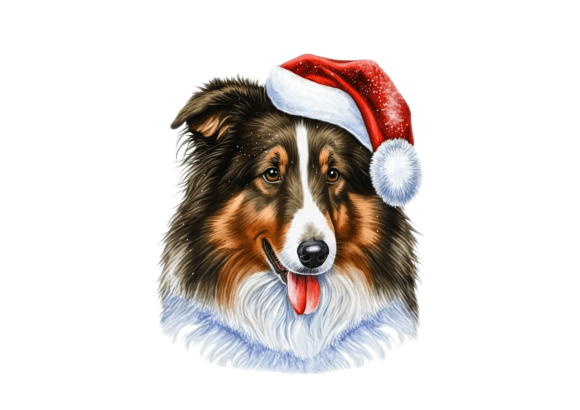 Christmas Collie Drawing Illustrations