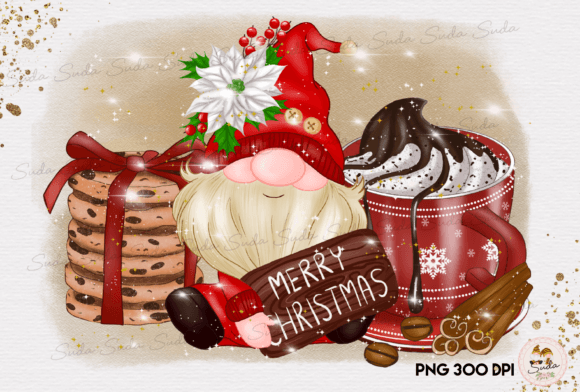 Christmas Cute Gnome Cocoa Illustrations for Branding