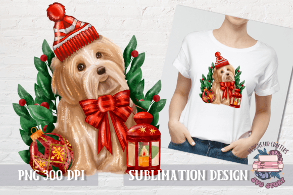 Christmas Dog Sublimation PNG PUPPY Illustrations