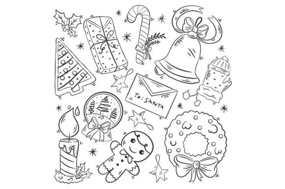Christmas Elements Icons Collection Illustrations