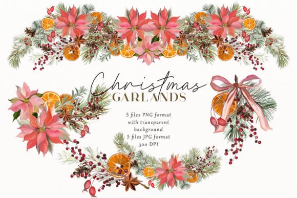 Christmas Floral Borders: Elegant Illustrations for Handmade Designs