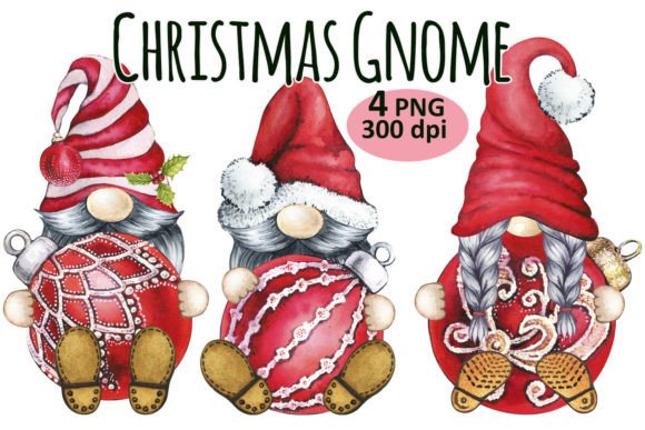 Christmas Toy Gnome Clipart PNG Set for Blog and Website Design