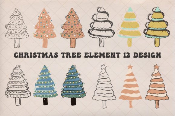 Christmas Tree Element 12 Design Svg for Festive Illustrations