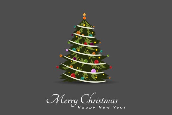 Christmas Tree with Colorful Balls Illustrations
