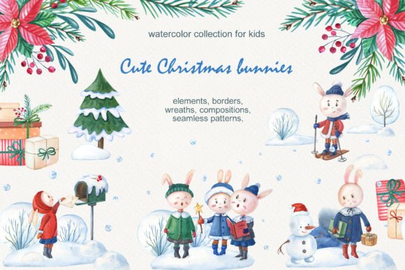 Cute Christmas Bunnies: Festive Illustrations for Brand Storytelling