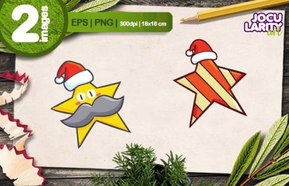 Funny Christmas Star Cartoon Character Illustration