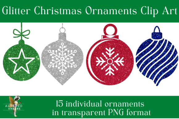 Glitter Christmas Ornaments Clip Art: Festive Illustrations for Local Brands