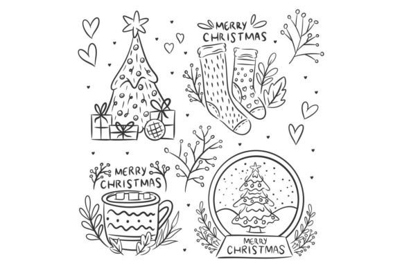 Hand Drawn Christmas Event Set of Illustrations