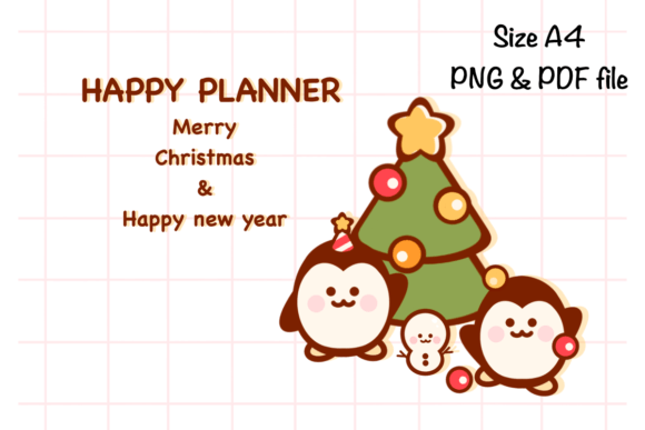 Hello Christmas Monthly Planner A4 Illustrations