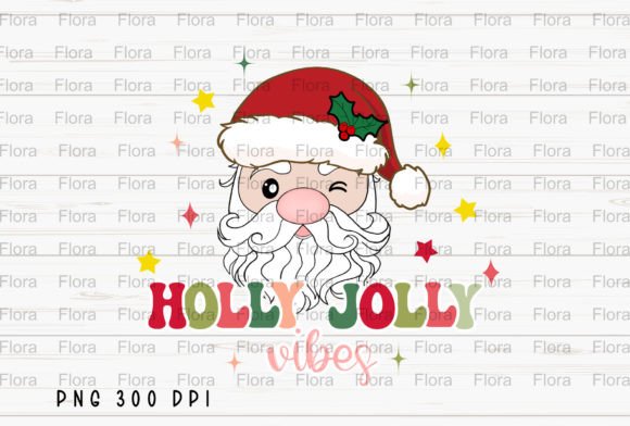 Holly Jolly Vibes Santa Christmas PNG Illustration