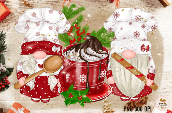 Hot Cocoa Christmas Sublimation Illustrations