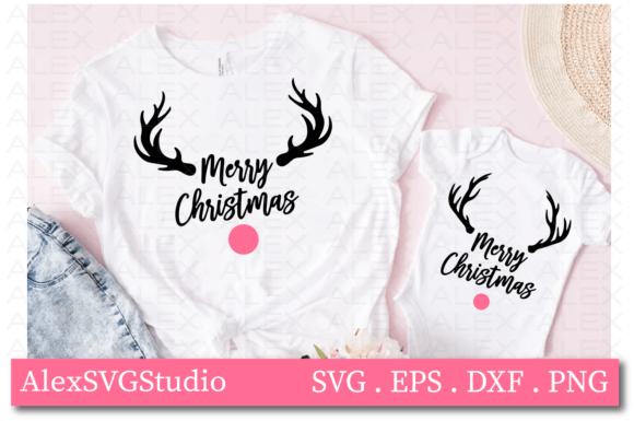 Merry Christmas Svg Deer Antlers Embroidery
