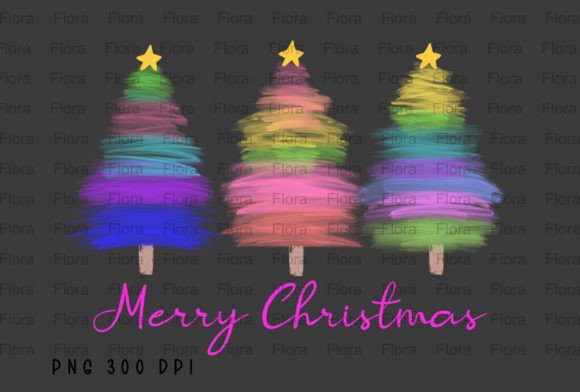 Merry Christmas Trees Sublimation PNG for Modern Illustrations