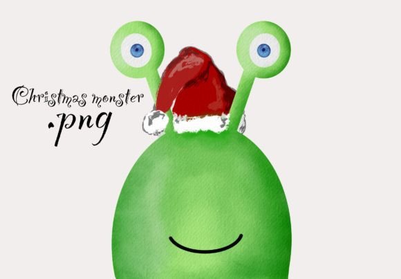 Monster with Christmas Hat Illustration Review