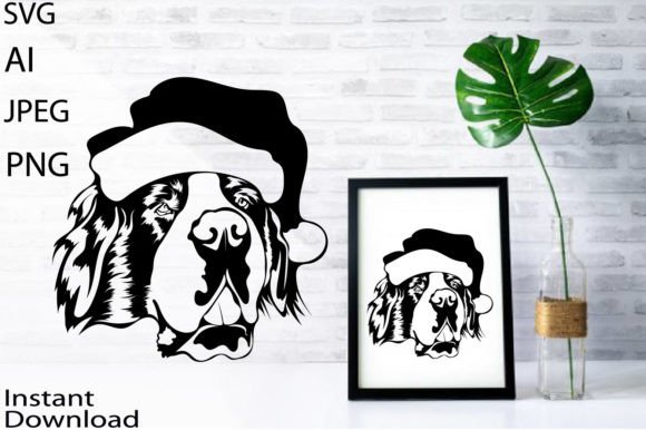 St Bernard SVG Christmas Dog Illustration for Branding