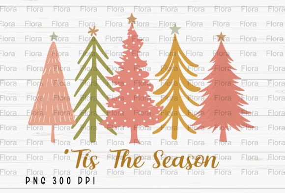 Tis the Season Merry Christmas Trees PNG Illustration