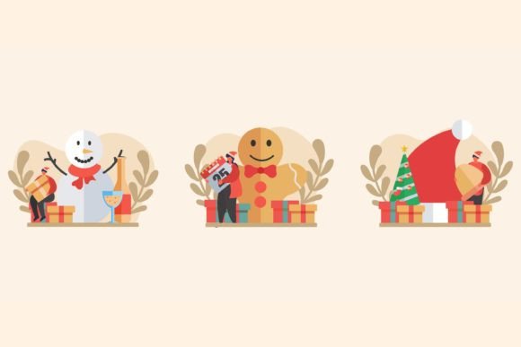 Towards Christmas Flat Bundle Design: Festive Illustrations for Local Brands